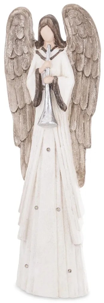 Dekorfigura angyal LED Műanyag Fehér, Barna 73x24x14cm