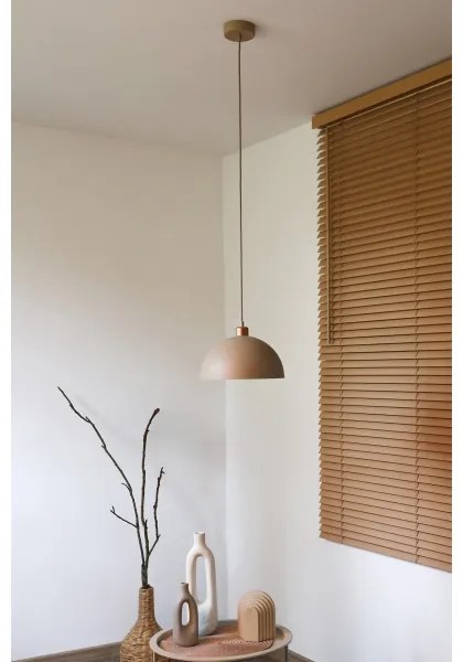 Duolla - Zsinóros függőlámpa IRONLINE 1xE27/15W/230V átm. 27 cm bézs/rézszínű