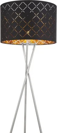 Globo 15229S1 Állólámpa textil, fekete-arany, kábel 1,8 m, Schalter, ø: 620, H:1580, exkl. 1xE27 60W 230V