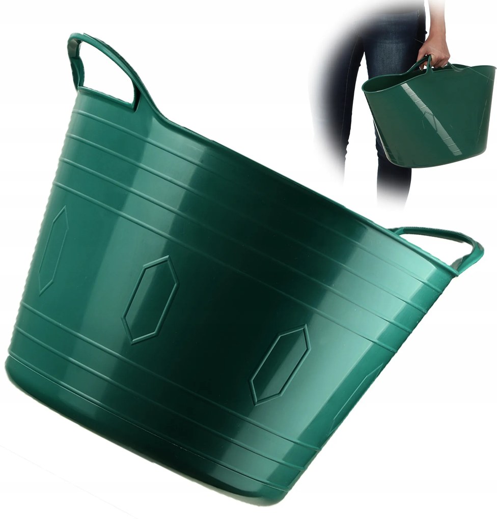 Műanyag Szennyestartó Kosár Univerzális 26L Fogantyú Zöld