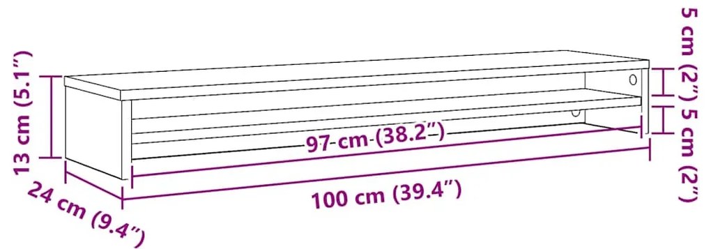fekete tölgyfa monitorállvány 100 x 24 x 13 cm