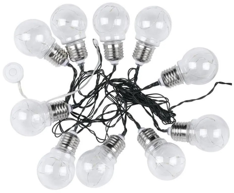 LED Napelemes lánc 10xLED/1W/1,2V 1xAA 2 m IP44 3000K 300 mAh