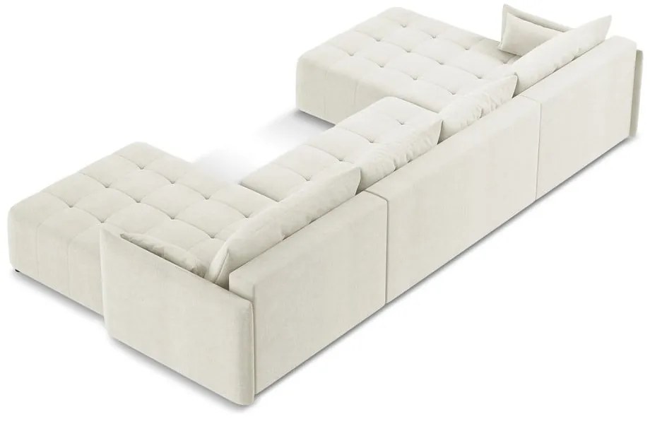 Bézs kinyitható-tárolóhelyes (U alakú) sarokkanapé Moku – Makamii