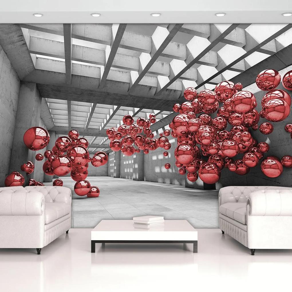 Fotótapéta - Piros modernizmus 3D szoba (254x184 cm)