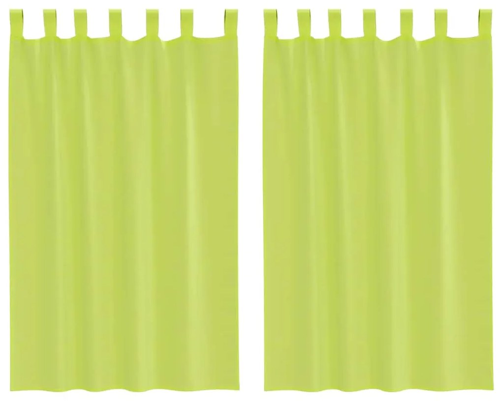 vidaXL 2 db almazöld fátyolfüggönyök fülecske tetejével 140x260 cm