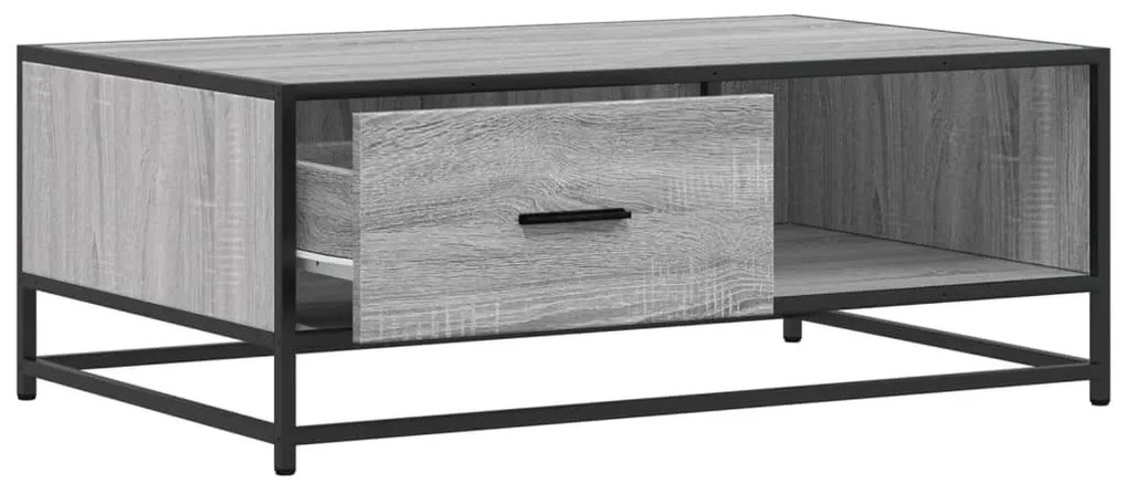szürke sonoma szerelt fa és fém dohányzóasztal 90 x 57 x 35 cm