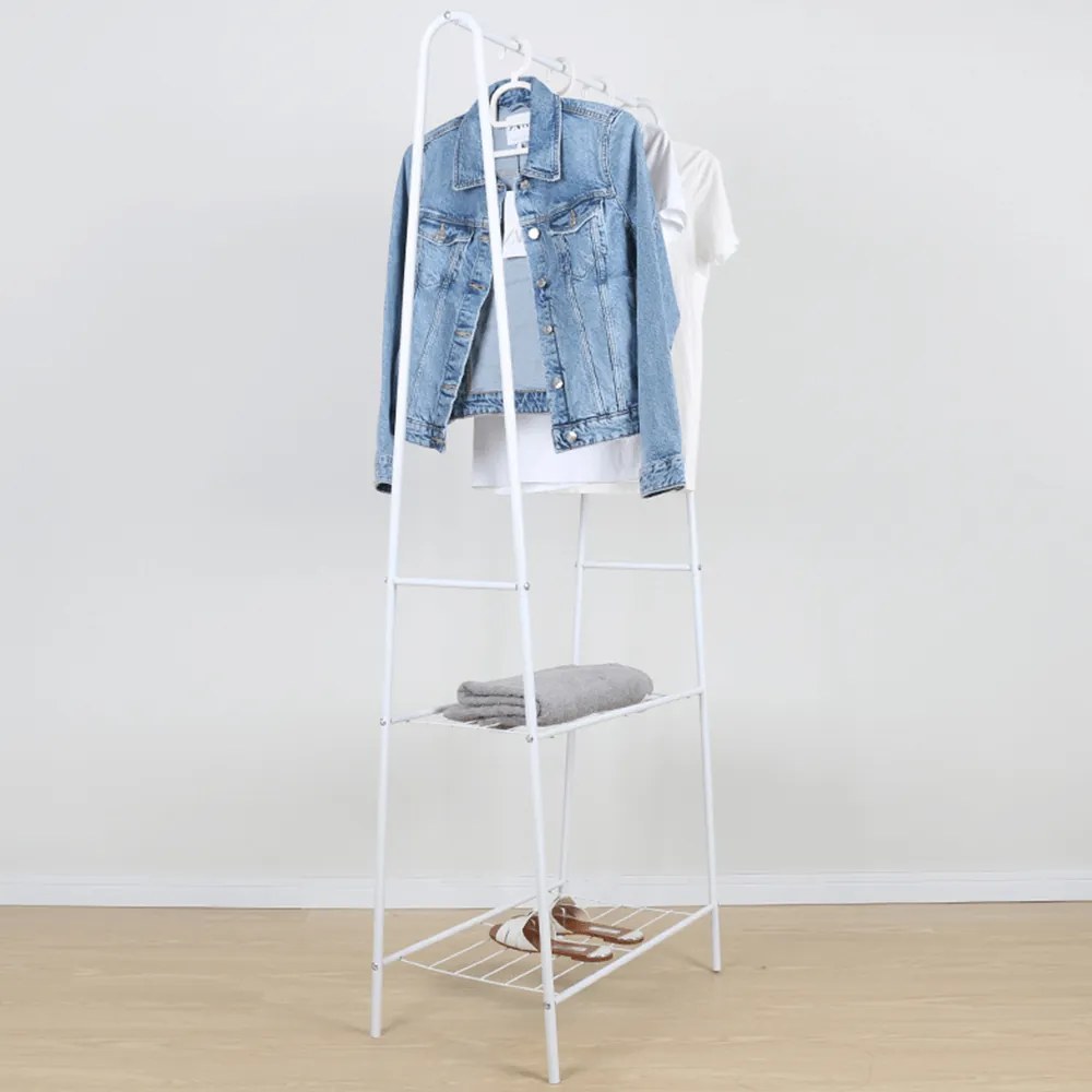 Ruhaállvány polcokkal, fehér, RETOR