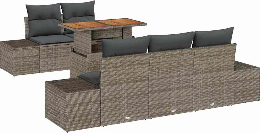 vidaXL Kert étkező szett párnával 6 pcs Szürke és Barna