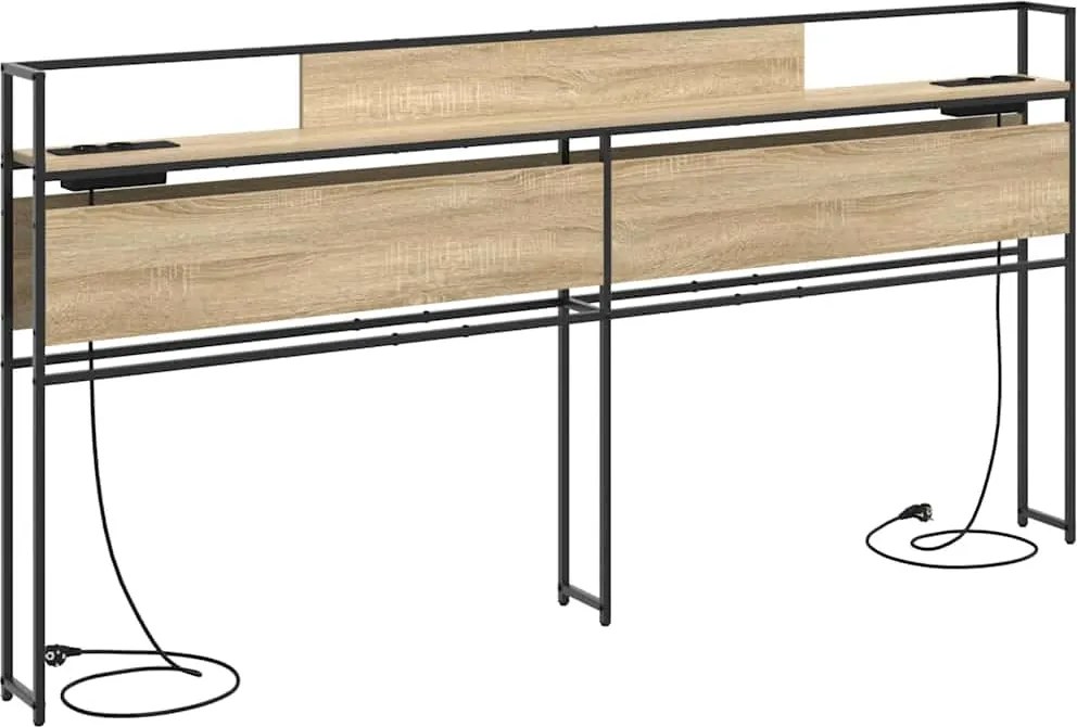 vidaXL Tároló fejtámla polcokkal tárolóval sonoma tölgy 200 cm Faanyag