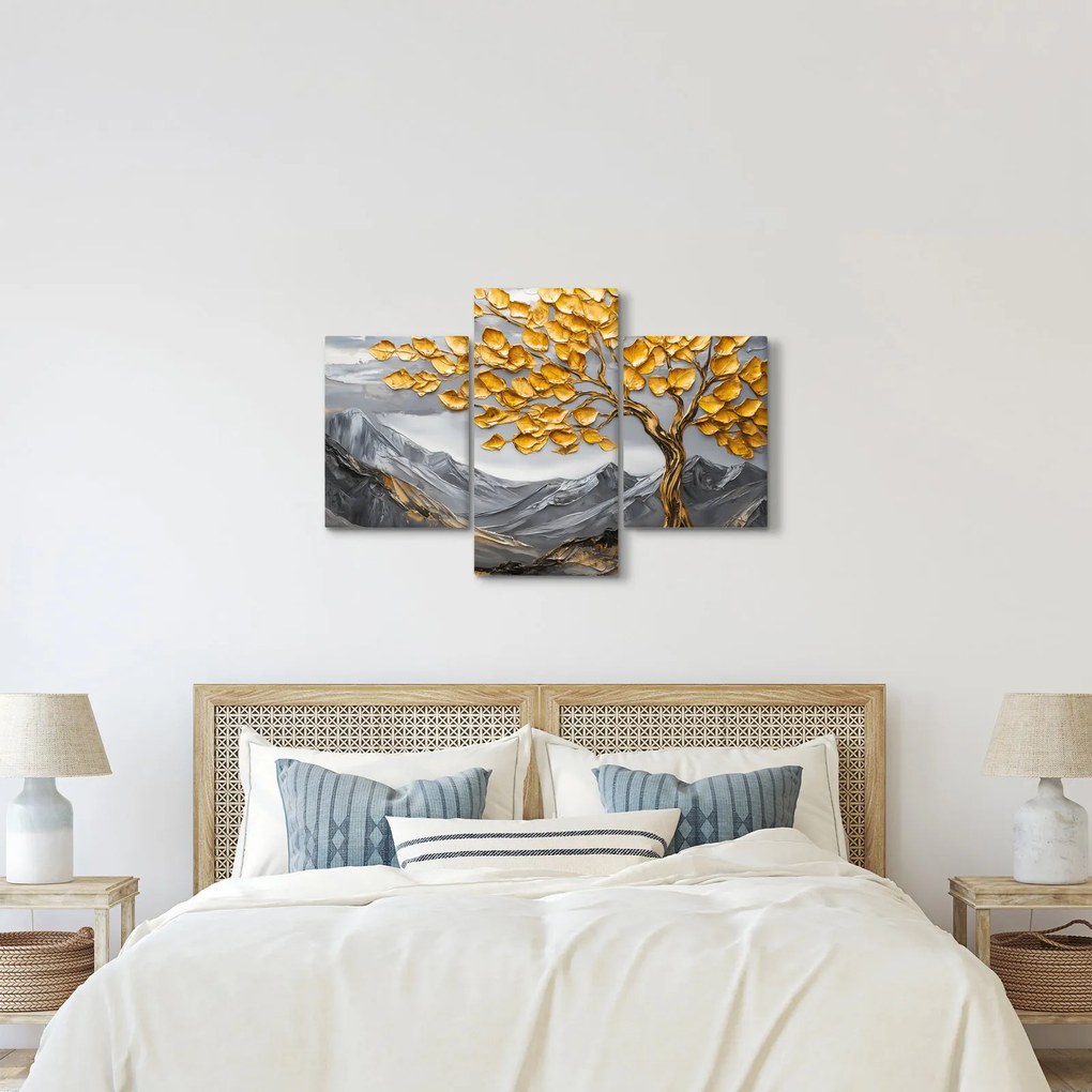 Kép – Fa arany levelekkel (90x60 cm)