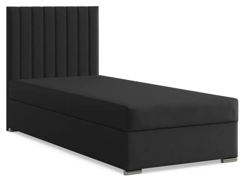 Agen egyszemélyes ágy, szövet, ágyneműtartóval, fekete