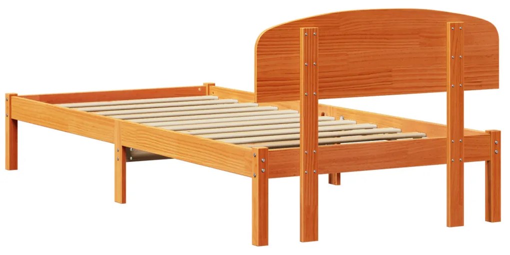 Ágykeret Fejvéggyel Viasz Barna 90x200 cm Tömörfa Fenyő