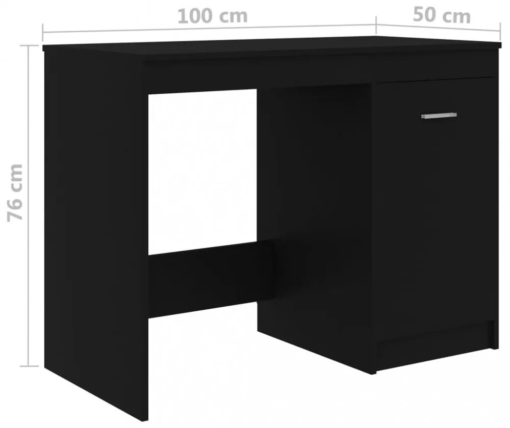 fekete szerelt fa íróasztal 100 x 50 x 76 cm