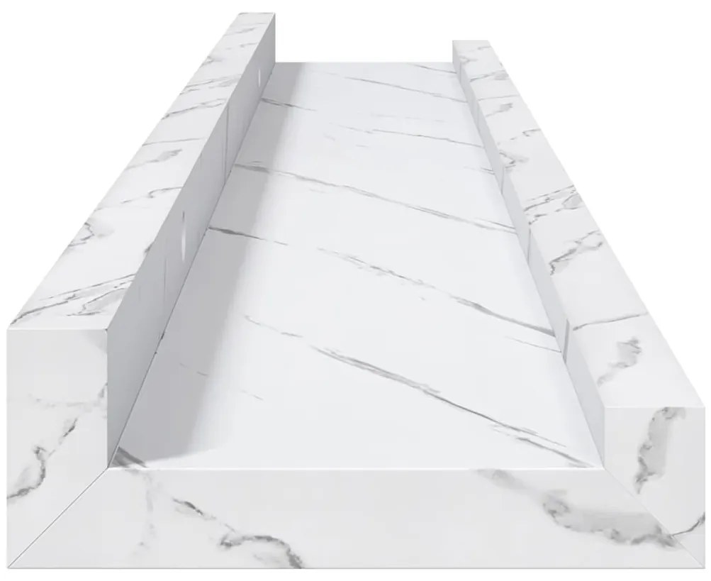 vidaXL Falpolc polcokkal 4 pcs Fehér márvány 60 x 9 x 3 cm Faanyag