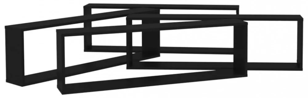 4 db fekete szerelt fa fali polc 100 x 15 x 30 cm