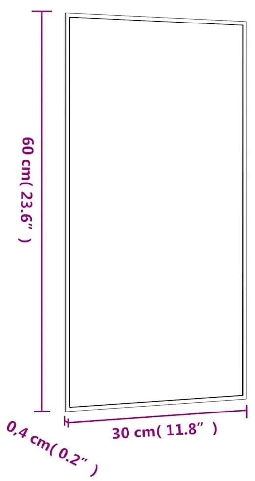 téglalap alakú üveg falitükör 30 x 60 cm