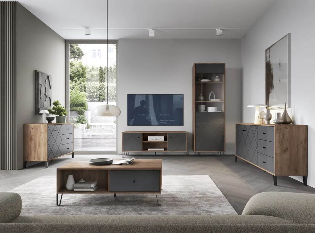 TV szekrény 2 ajtós Craft Tobacco / grafit színkombinációban – BILBAO BL02