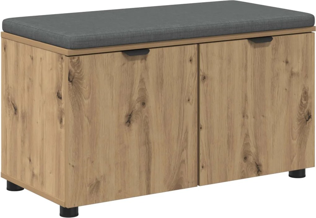vidaXL Előtér pad Kézműves Tölgy 80 x 38 x 46 cm Műanyag Fa és Szövet