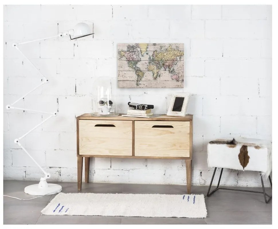 Mapamundi borovi fenyő falitábla, 40 x 60 cm - Really Nice Things