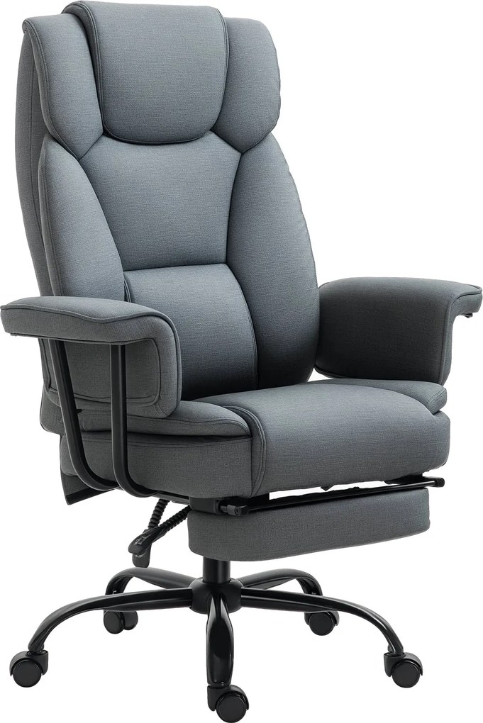 Vinsetto Ergonomikus Irodai Széket 360°-ban Forgatható Számítógépes Szék, Magasságállítható Fejtámlával és Párnázott Karfákkal, Lábtartó, Műbőr, 68 x