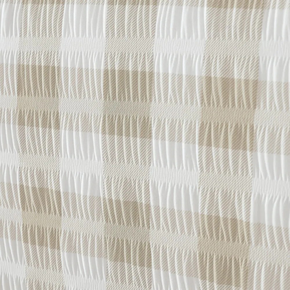 Fehér-bézs kétszemélyes krepp ágyneműhuzat 200x200 cm Gingham Check – Catherine Lansfield