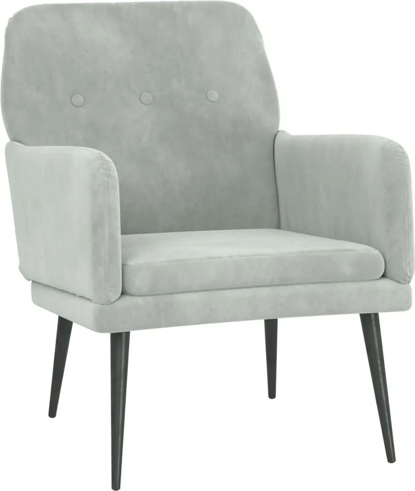 vidaXL világosszürke bársonyfotel 62 x 79 x 79 cm