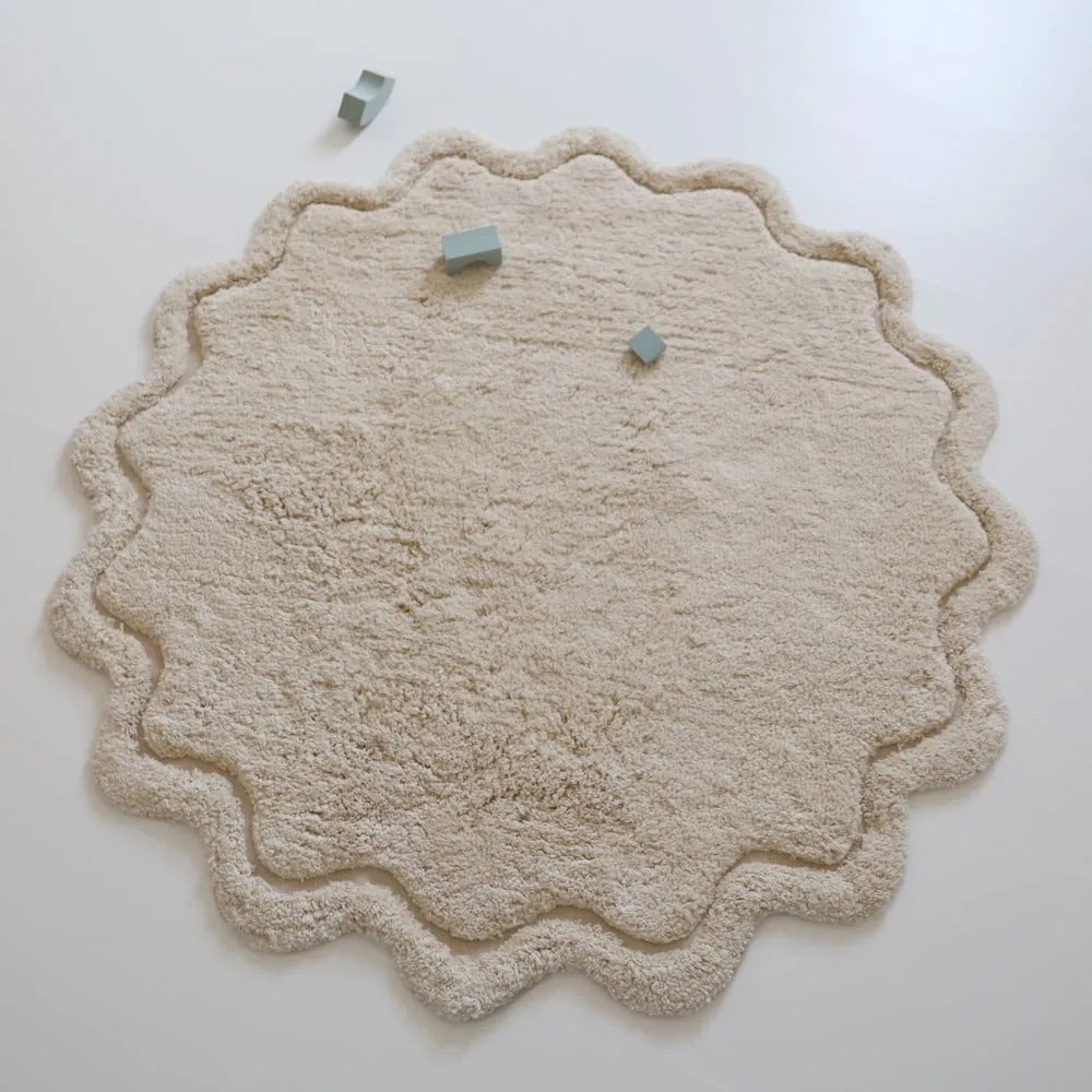 Krémszínű mosható kézi szövésű pamut kerek szőnyeg ø 110 cm Sweet April Ecru – Nattiot