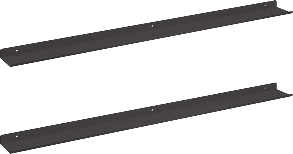 vidaXL Lebegő polc Falra szerelhető 2 pcs Fekete 100 x 9 x 2,5 cm Acél