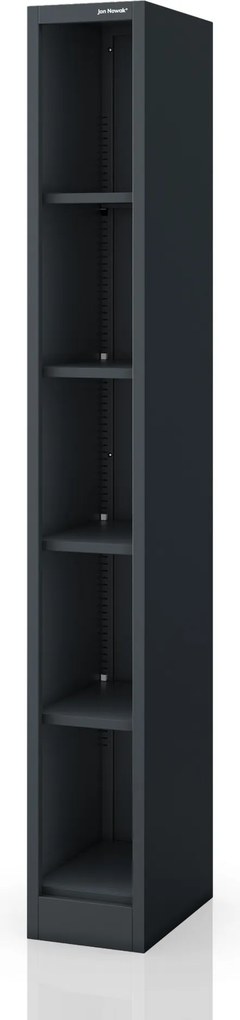 Keskeny fém irattároló polc dokumentumokhoz antracit: TIM 250 x 1850 x 400 mm