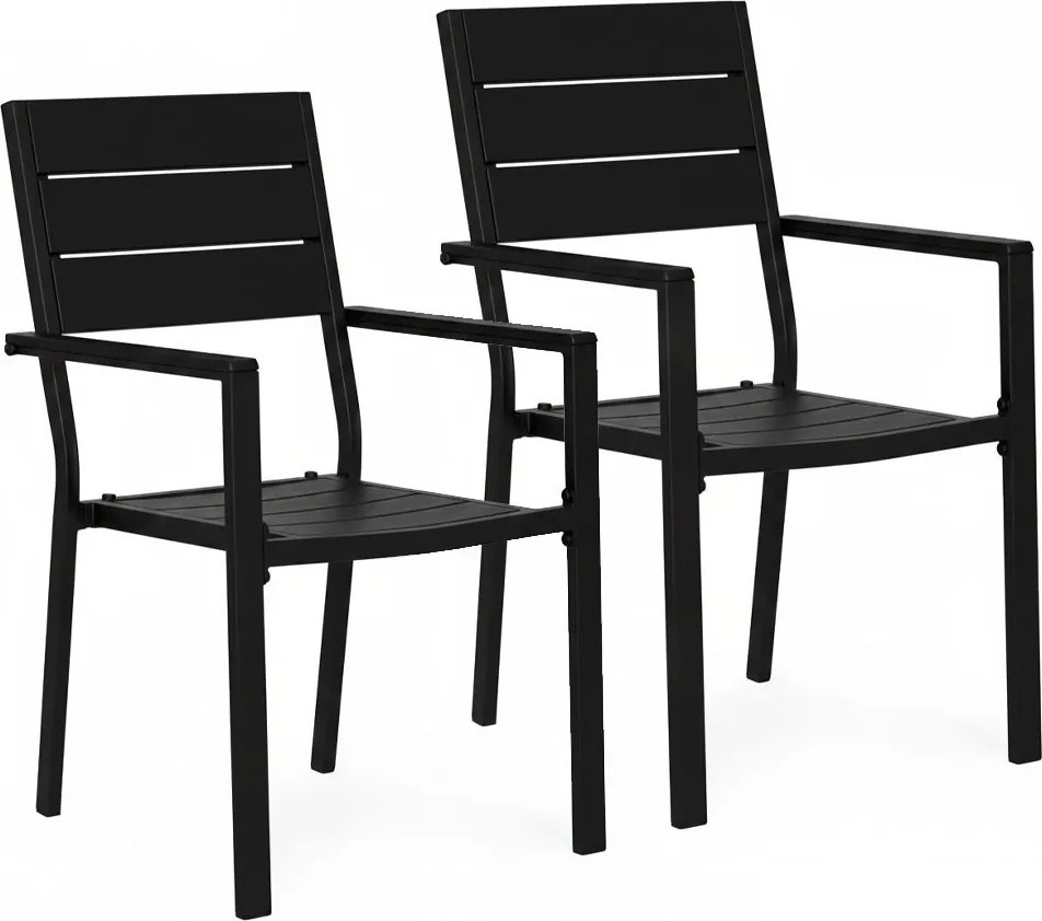 Kerti szék, MultiGarden YC-051KD-1, fekete, 54,5 x 52 x 89 cm, acél keret, HDPE ülő- és háttámla, 150 kg teherbírás, 2 db-os szett