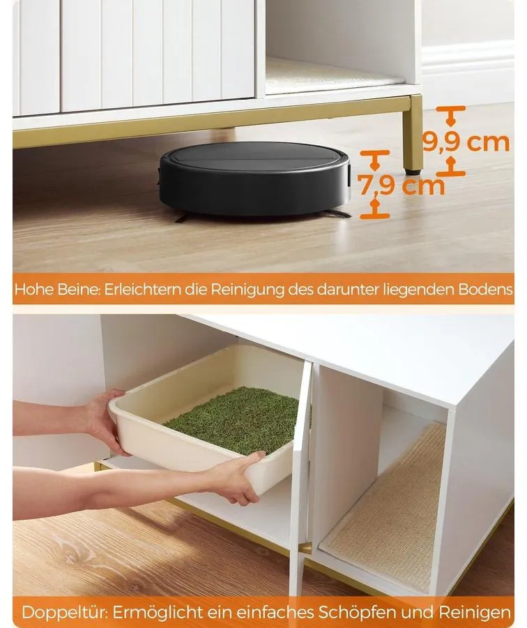 Feandrea macskaalom-bútor 80 × 50 × 55 cm, fehér és arany színben