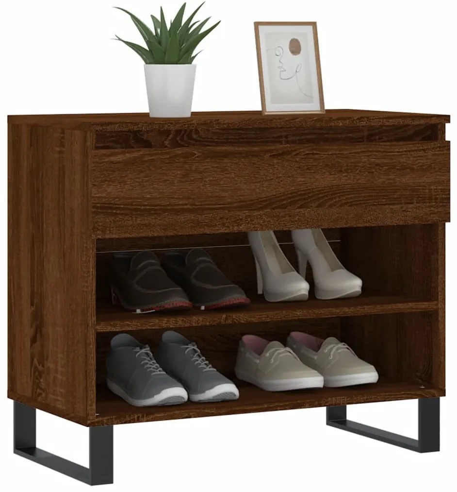 vidaXL barna tölgy színű szerelt fa cipősszekrény 70x36x60 cm