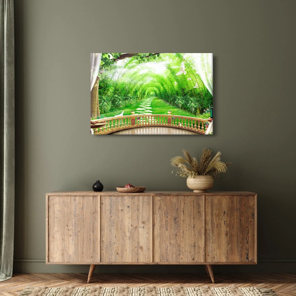 Kép - Trópusi kertre néző kilátás (90x60 cm)