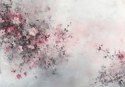 Fotótapéta - Absztrakt rózsaszín-fekete virágok (147x102 cm)