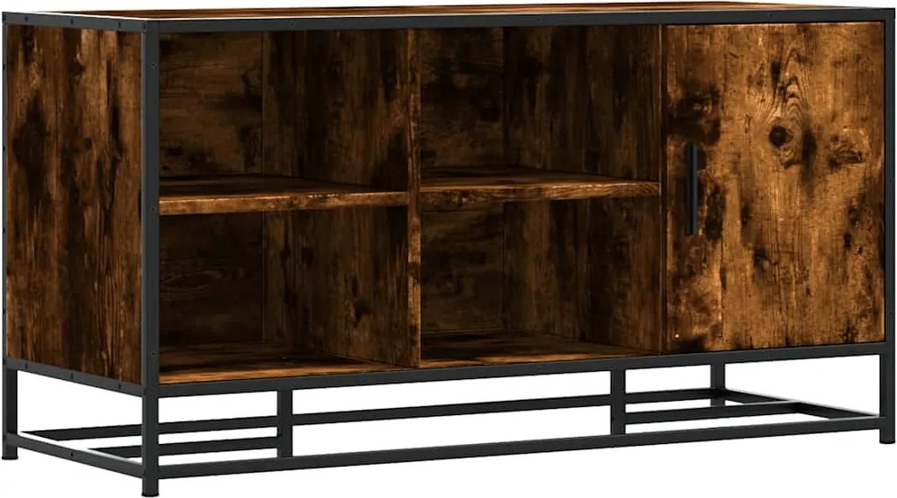 vidaXL cipőpad füstölt tölgy 100x40x53,5 cm fából és fémből készült