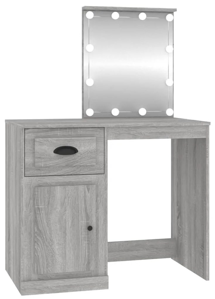 szürke sonoma szerelt fa pipereasztal LED-del 90x50x132,5 cm