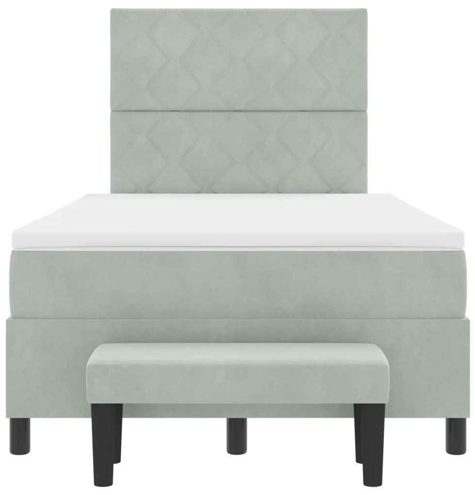 Box Spring Ágy Matrac &amp; Pad Világosszürke 120x200 cm Bársonyos