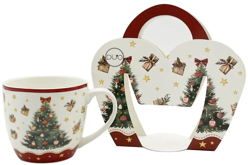 Karácsonyi fenyőfás porcelán bögre 460 ml díszcsomagolásban Christmas Tree 3