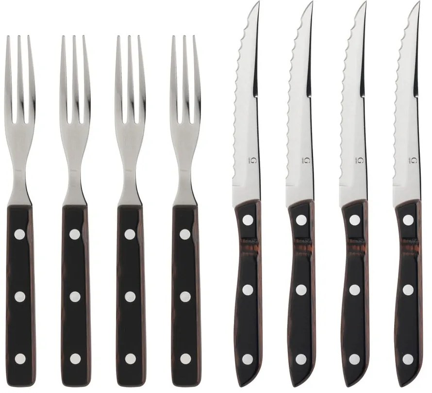 Fekete-ezüstszínű rozsdamentes acél evőeszköz készlet 8 db-os Old Farmer Classic – Gense