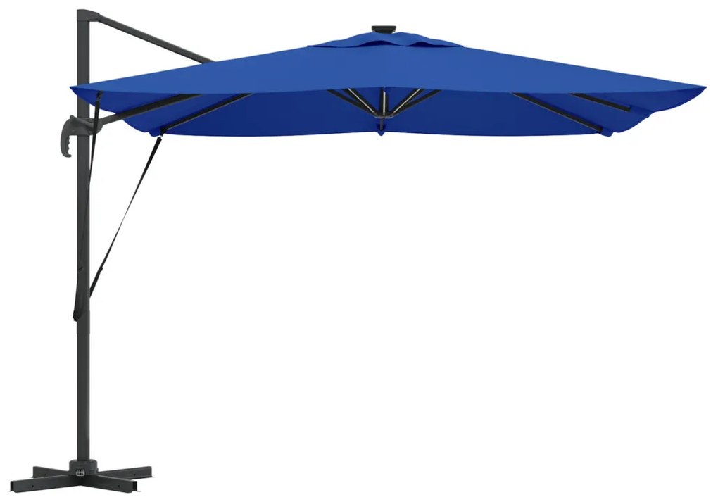 Cantilever Roma Napernyő LED lámpákkal, azúrkék – 286 x 285 x 270 cm, alumínium.