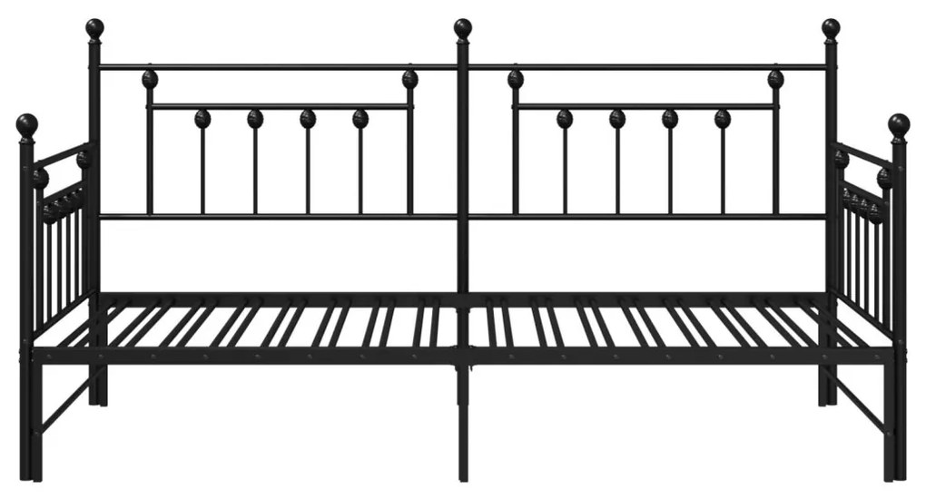 Fekvőágykeret rugós fekvéssel, Fekete, 90x190 cm, Acél