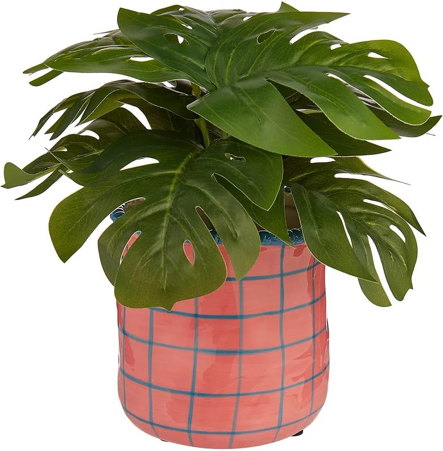 POTTERY kaspó, pink-kék kockás