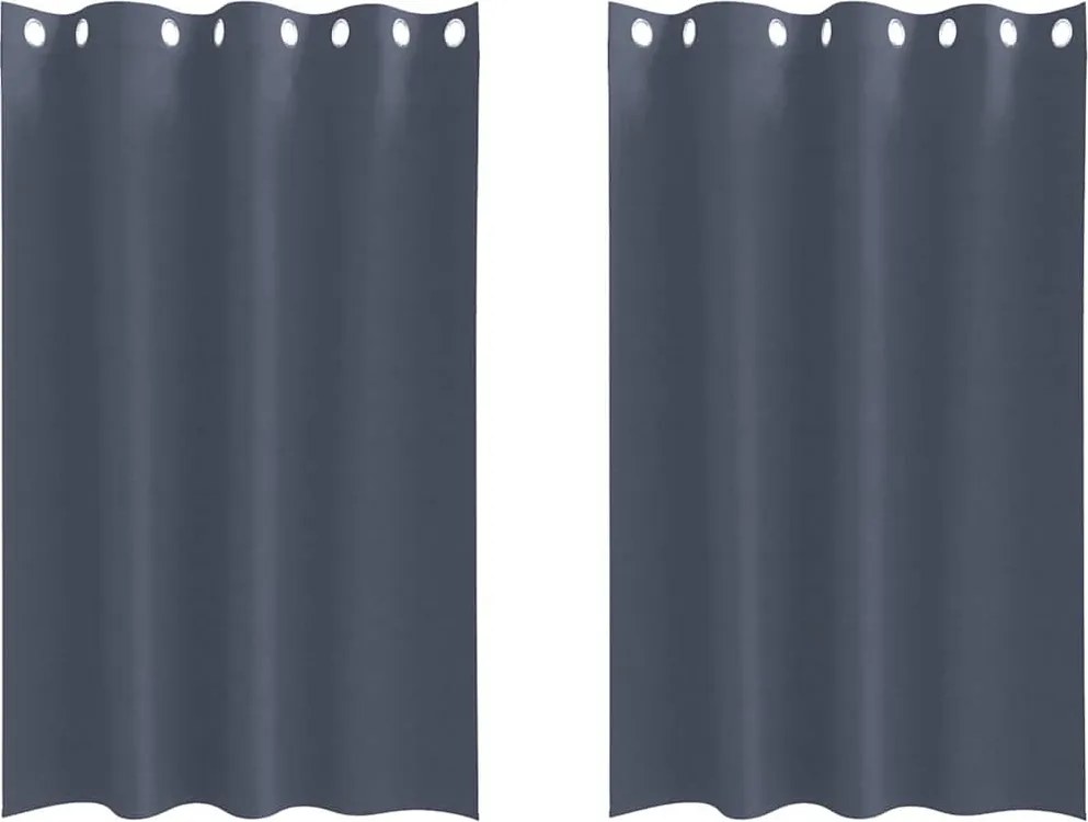 vidaXL Fekete Függöny Gyűrűkkel 2 pcs Antracit 175 x 140 cm Poliészter