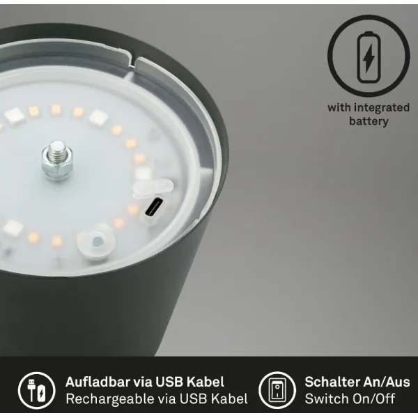 Briloner 7507015 - LED RGBW töltős asztali lámpa LED/2,5W/5V IP44 antracit