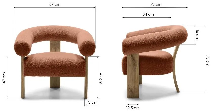 Barna design fotel KOKEI, tölgy