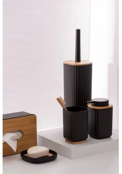 WENKO 25304100 - WC-szett ROTELLO 10x36 cm fekete/barna