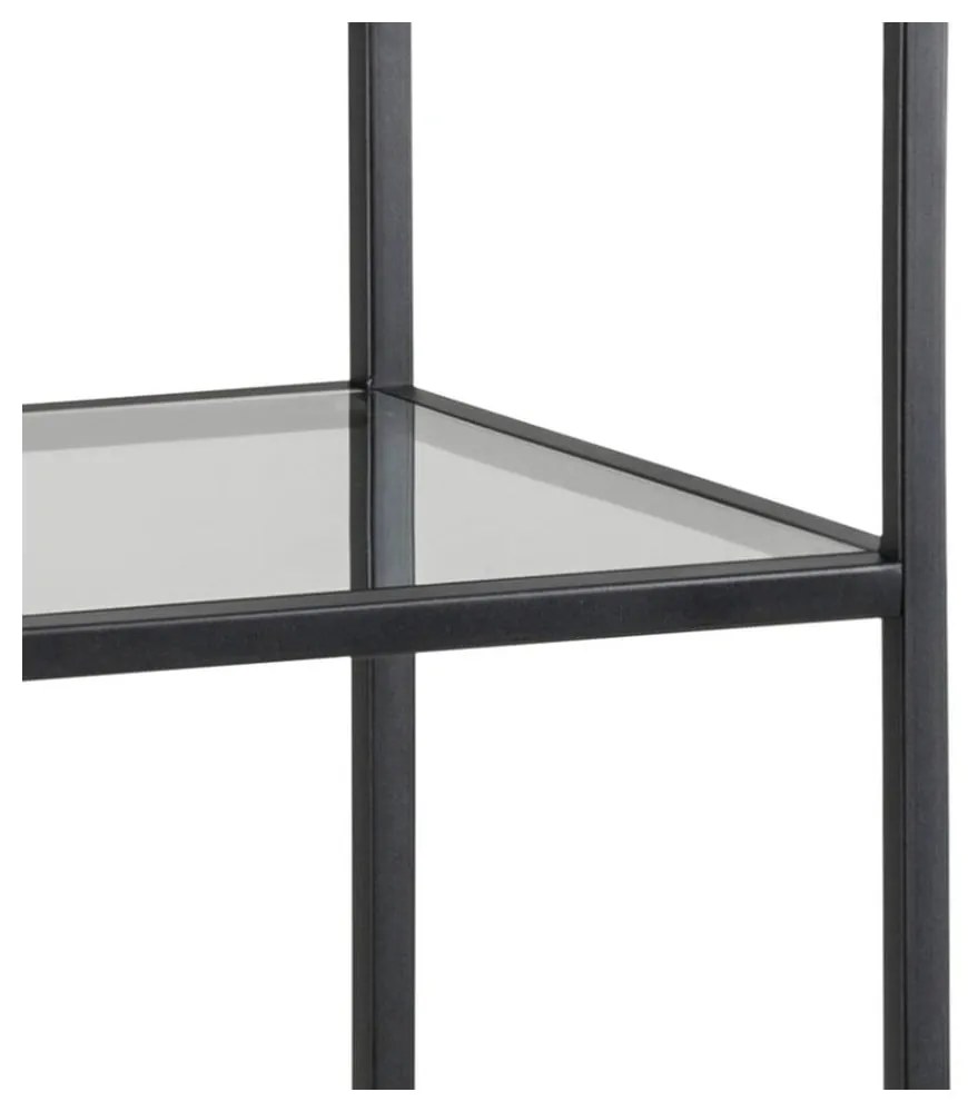 Fekete üveg polcos állvány 35x120 cm Seaford – Actona