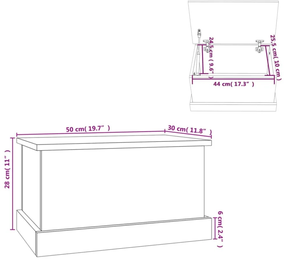 fehér, rétegelt fa tárolódoboz 50 x 30 x 28 cm