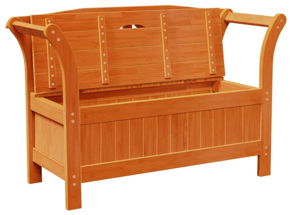 Kerti Tároló Pad Barna 119 x 76 x 44cm Tömör fenyőfa