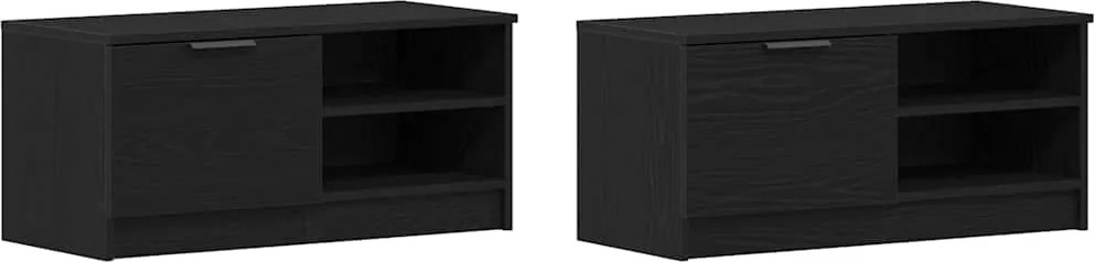 vidaXL TV szekrény 2 pcs Fekete tölgy 80 x 35 x 36,5 cm Faanyag